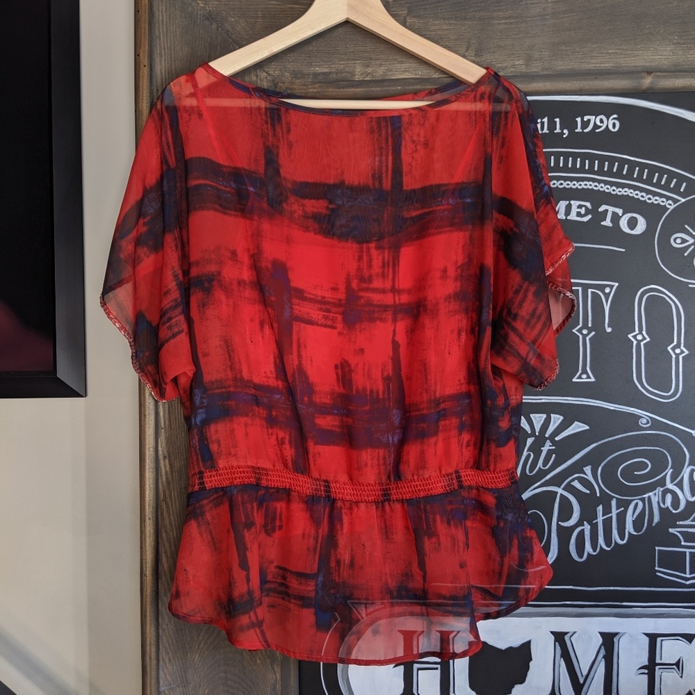 Sheer beaded blouse w/tank